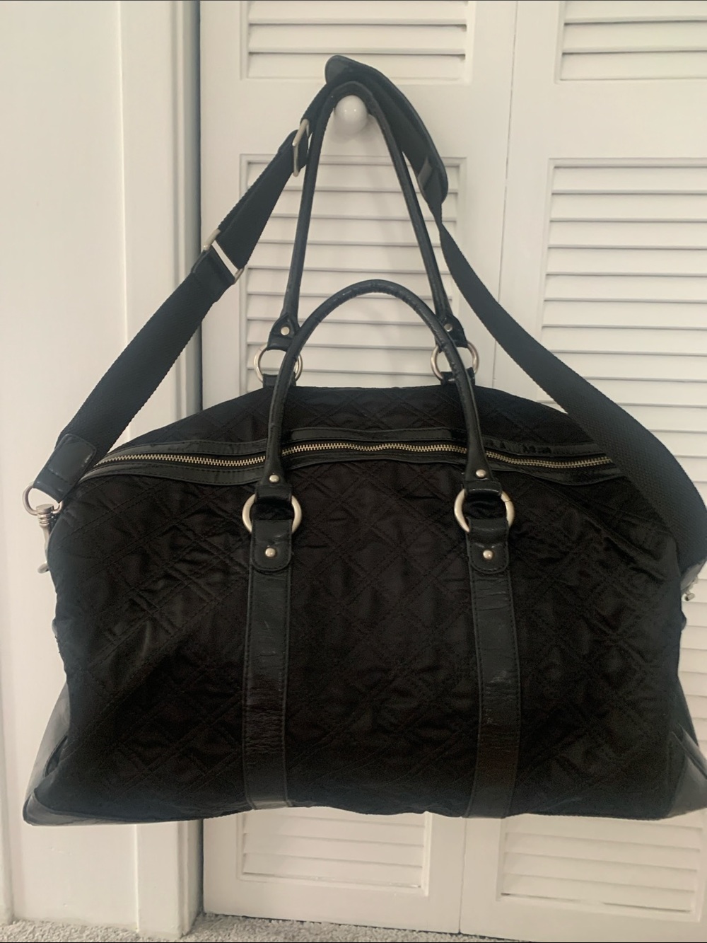 Loft Black Quilted Weekender Bag with Shoulder Strap